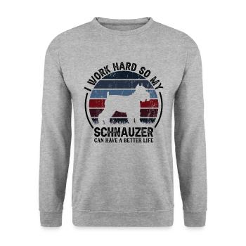 Travail acharné - Retro Schnauzer - Sweat-shirt Unisexe - gris chiné - Devant - Alina (178cm) & Michal (187cm)