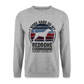Travailler dur - Retro Redbone Coonhound - Sweat-shirt Unisexe - gris chiné - Devant - Alina (178cm) & Michal (187cm)