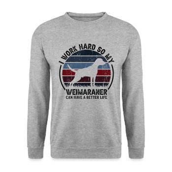Arbeit Hart - Retro Weimaranerer - Unisex Sweatshirt - salt & pepper - Front - Alina (178cm) & Michal (187cm)