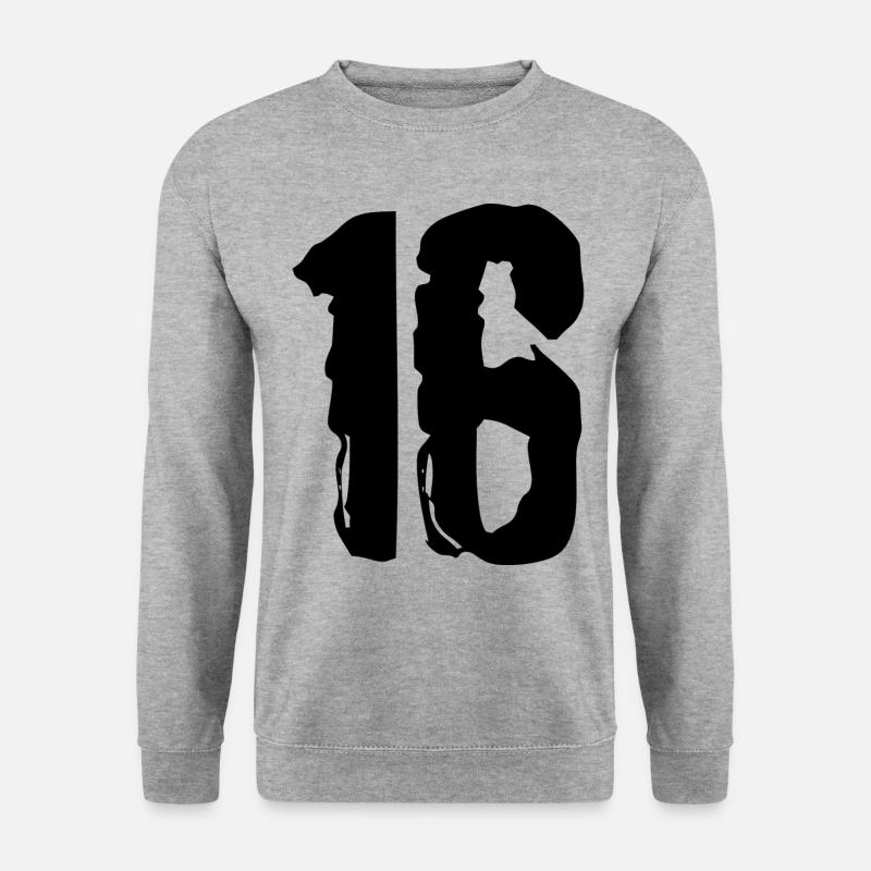 16 Zahl Trikot - Unisex Pullover - Weißgrau meliert