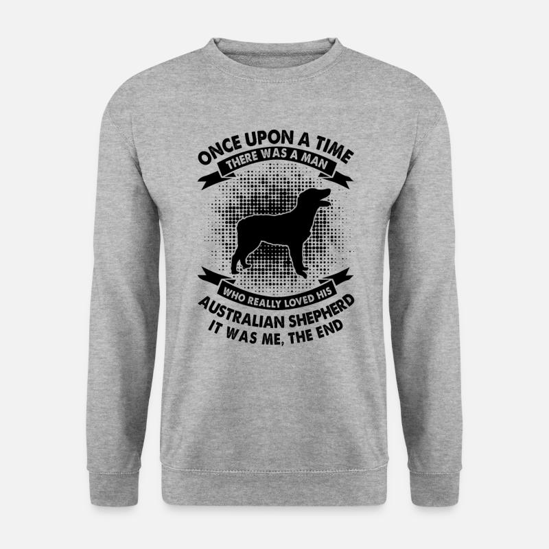 Einmal Zeit - Australischer Schäferhund - Unisex Pullover - Weißgrau meliert