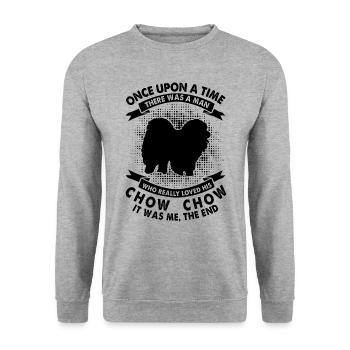 Es War Einmal - Chow-Chow - Unisex Pullover - Weißgrau meliert - Vorne - Alina (178cm) & Michal (187cm)