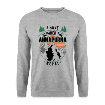 Wanderer - Kletterer Wandern Annapurna - Unisex Pullover - Weißgrau meliert - Vorne - Alina (178cm) & Michal (187cm)