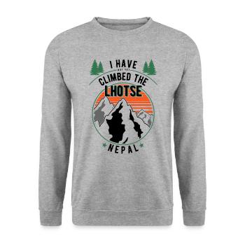 Wanderer - Kletterer Wandern Lhotse - Unisex Pullover - Weißgrau meliert - Vorne - Alina (178cm) & Michal (187cm)