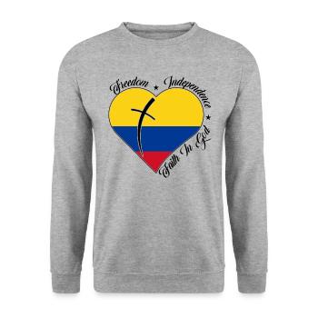 Freedom Faith in God - Colombia - Unisex Sweatshirt - salt & pepper - Front - Alina (178cm) & Michal (187cm)