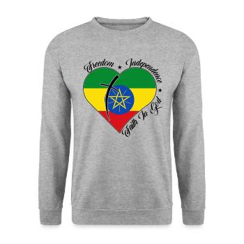 Freedom Faith in God - Ethiopia - Unisex Sweatshirt - salt & pepper - Front - Alina (178cm) & Michal (187cm)