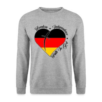 Freedom Faith in God - Germany - Unisex Sweatshirt - salt & pepper - Front - Alina (178cm) & Michal (187cm)