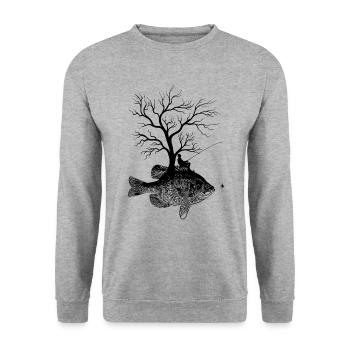 Arbre graphique - Fish Bluegill - Sweat-shirt Unisexe - gris chiné - Devant - Alina (178cm) & Michal (187cm)