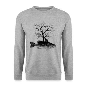 Arbre graphique - Achigan à grande bouche poisson - Sweat-shirt Unisexe - gris chiné - Devant - Alina (178cm) & Michal (187cm)