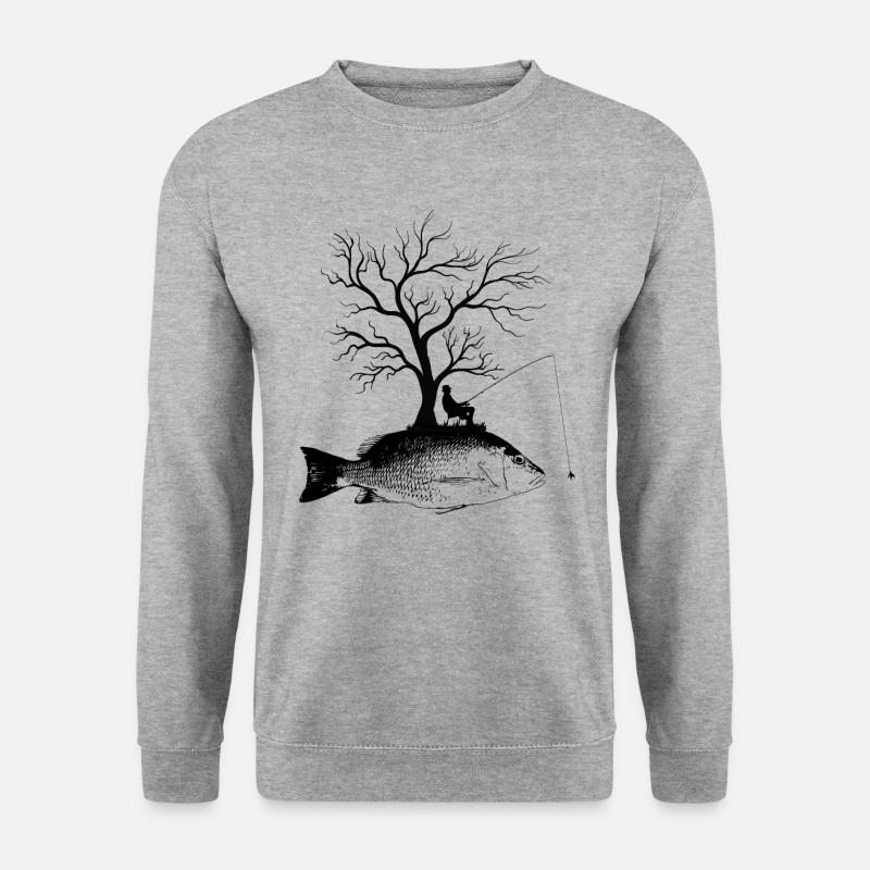 Grafikbaum - Fischschnapper - Unisex Pullover - Weißgrau meliert