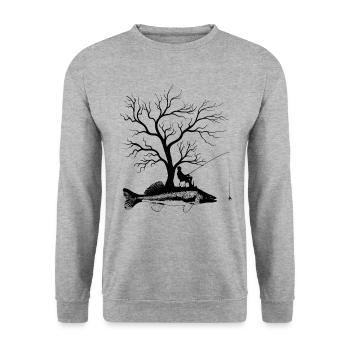 Arbre graphique - Sandre de poisson - Sweat-shirt Unisexe - gris chiné - Devant - Alina (178cm) & Michal (187cm)