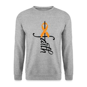 Ribbon -Dialysebewusstsein - Unisex Pullover - Weißgrau meliert - Vorne - Alina (178cm) & Michal (187cm)