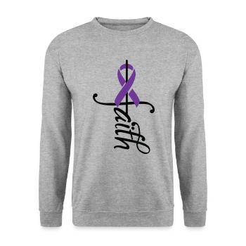 Ribbon Mukoviszidosebewusstsein - Unisex Pullover - Weißgrau meliert - Vorne - Alina (178cm) & Michal (187cm)