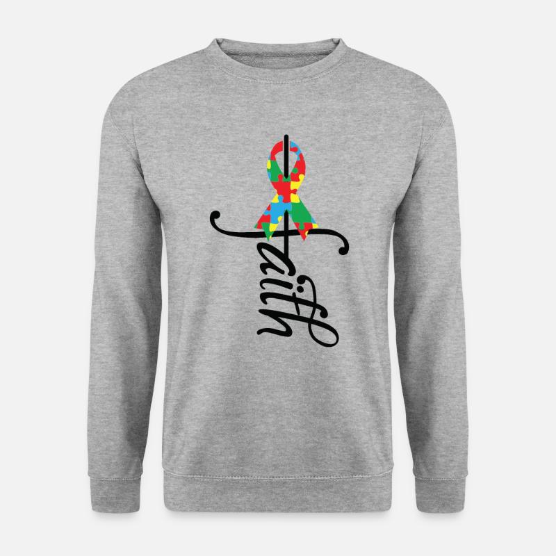 Ribbon Autism Awareness - Unisex Pullover - Weißgrau meliert