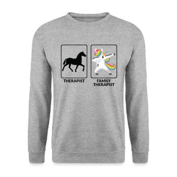 Funny family therapist - Unisex Sweatshirt - salt & pepper - Front - Alina (178cm) & Michal (187cm)