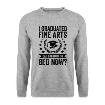J’ai obtenu mon diplôme en arts visuels - Sweat-shirt Unisexe - gris chiné - Devant - Alina (178cm) & Michal (187cm)