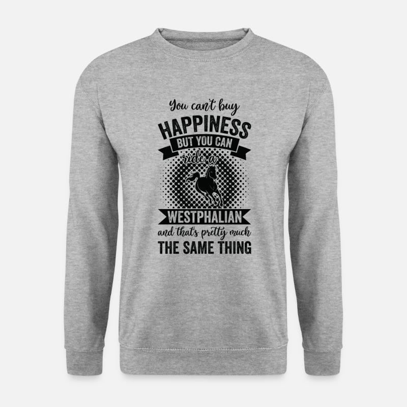 Reiten - Westfalisch -Pferd - Unisex Pullover - Weißgrau meliert