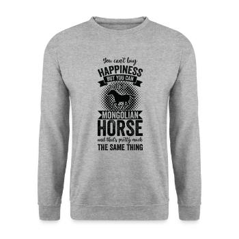 Reiten - Mongolisches Pferd - Unisex Pullover - Weißgrau meliert - Vorne - Alina (178cm) & Michal (187cm)