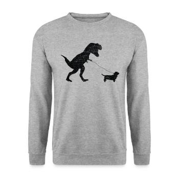 Vintage T-Rex - Unisex Sweatshirt - salt & pepper - Front - Alina (178cm) & Michal (187cm)