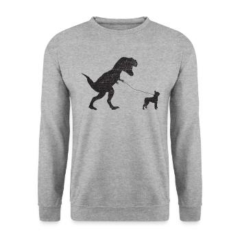 Vintage T-Rex - Unisex Pullover - Weißgrau meliert - Vorne - Alina (178cm) & Michal (187cm)