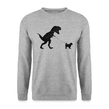 Vintage T-Rex - Sweat-shirt Unisexe - gris chiné - Devant - Alina (178cm) & Michal (187cm)