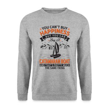 Je ne peux pas acheter du bonheur, mais catamaran - Sweat-shirt Unisexe - gris chiné - Devant - Alina (178cm) & Michal (187cm)
