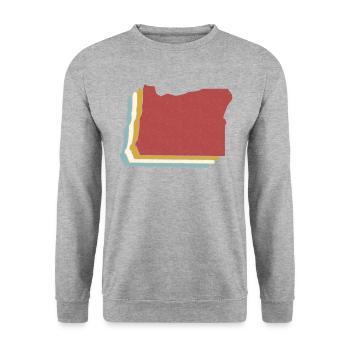 USA State - Vintage Map Oregon - Unisex Sweatshirt - salt & pepper - Front - Alina (178cm) & Michal (187cm)
