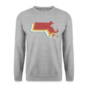 USA State - Vintage Map Massachusetts - Unisex Pullover - Weißgrau meliert - Vorne - Alina (178cm) & Michal (187cm)