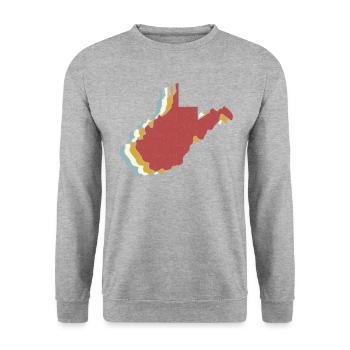USA State - Vintage Map West Virginia - Unisex Pullover - Weißgrau meliert - Vorne - Alina (178cm) & Michal (187cm)