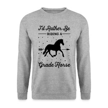 Monter sur un cheval de première classe - Sweat-shirt Unisexe - gris chiné - Devant - Alina (178cm) & Michal (187cm)