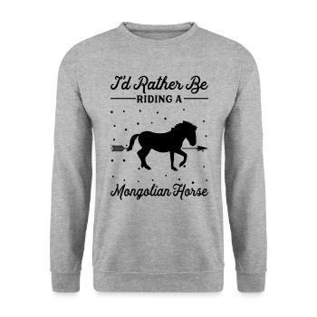 Riding a Mongolian Horse - Unisex Sweatshirt - salt & pepper - Front - Alina (178cm) & Michal (187cm)