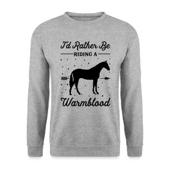 Reiten Eines Warmblütigen Pferdes - Unisex Pullover - Weißgrau meliert - Vorne - Alina (178cm) & Michal (187cm)
