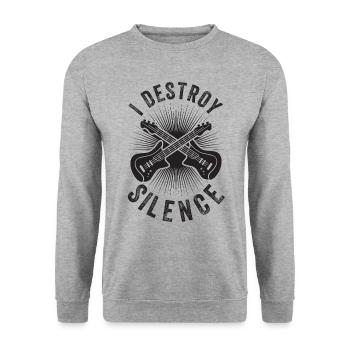 Silent Destroy - Guitare Basse Vintage - Sweat-shirt Unisexe - gris chiné - Devant - Alina (178cm) & Michal (187cm)