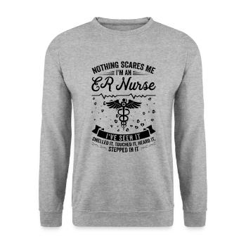 Nichts Macht Mir Angst - ER-Krankenschwester - Unisex Pullover - Weißgrau meliert - Vorne - Alina (178cm) & Michal (187cm)