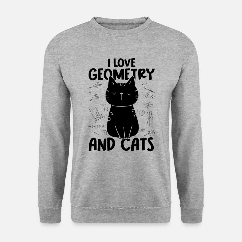 Ich Liebe Katzen - Geometrie - Unisex Pullover - Weißgrau meliert