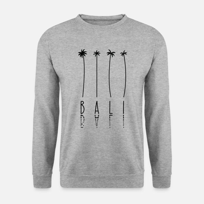 Palme - Insel Indonesien Bali - Unisex Pullover - Weißgrau meliert