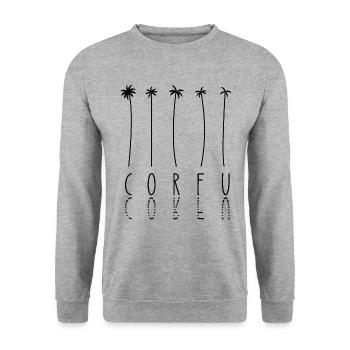 Palmenurlaub - Insel Griechenland Korfu - Unisex Pullover - Weißgrau meliert - Vorne - Alina (178cm) & Michal (187cm)