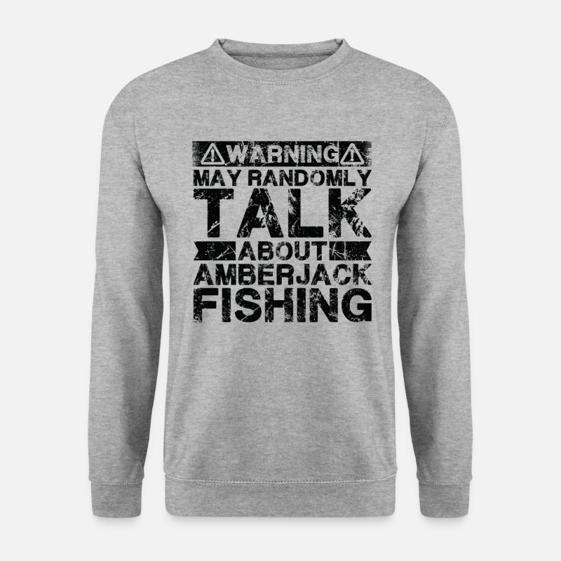 Angeln - Amberjack -Fisch - Unisex Pullover - Weißgrau meliert