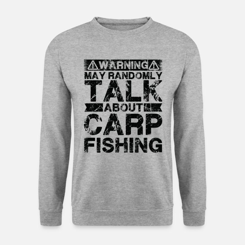 Angeln - Karpfenfisch - Unisex Pullover - Weißgrau meliert