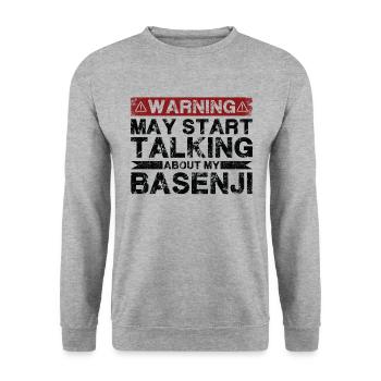 Apropos Basenji - Unisex Pullover - Weißgrau meliert - Vorne - Alina (178cm) & Michal (187cm)