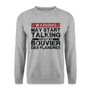 En parlant de Bouvier Des Flandres - Sweat-shirt Unisexe - gris chiné - Devant - Alina (178cm) & Michal (187cm)