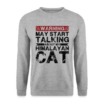 Apropos Himalaya-Katze - Unisex Pullover - Weißgrau meliert - Vorne - Alina (178cm) & Michal (187cm)