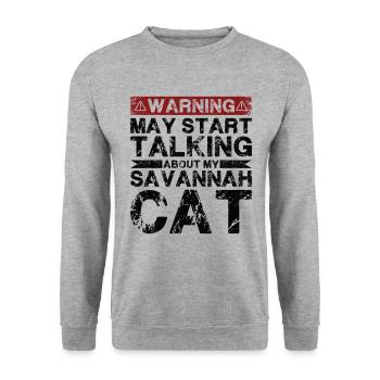Talk about Savannah Cat - Unisex Sweatshirt - salt & pepper - Front - Alina (178cm) & Michal (187cm)