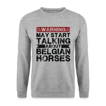 En parlant de cheval belge - Sweat-shirt Unisexe - gris chiné - Devant - Alina (178cm) & Michal (187cm)