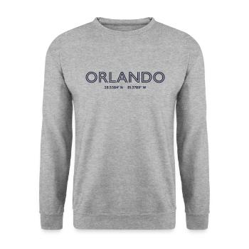 USA Stadt Koordinaten - Orlando - Unisex Pullover - Weißgrau meliert - Vorne - Alina (178cm) & Michal (187cm)