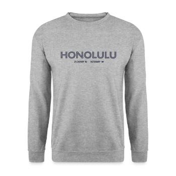 USA City Coordinates - Honolulu - Unisex Sweatshirt - salt & pepper - Front - Alina (178cm) & Michal (187cm)