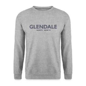 Coordonnées de la ville des États-Unis - Glendale - Sweat-shirt Unisexe - gris chiné - Devant - Alina (178cm) & Michal (187cm)