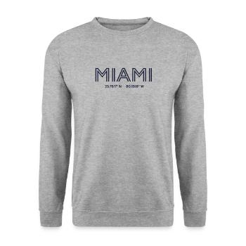 Coordonnées de la ville des États-Unis - Miami - Sweat-shirt Unisexe - gris chiné - Devant - Alina (178cm) & Michal (187cm)