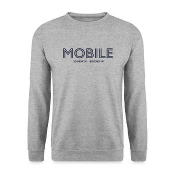 USA Stadt Koordinaten - Mobile - Unisex Pullover - Weißgrau meliert - Vorne - Alina (178cm) & Michal (187cm)