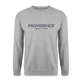 Coordonnées de la ville des États-Unis - Providence - Sweat-shirt Unisexe - gris chiné - Devant - Alina (178cm) & Michal (187cm)